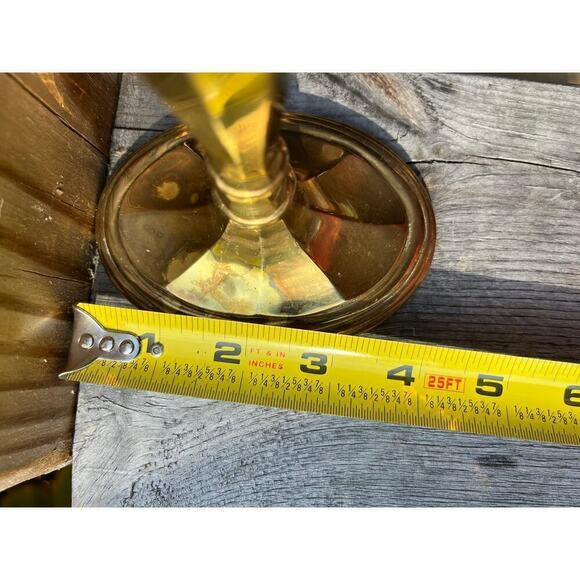 Vintage Solid Brass Candlestick Holders. tall. heavy. matching oval top & bottom - Picture 8 of 9